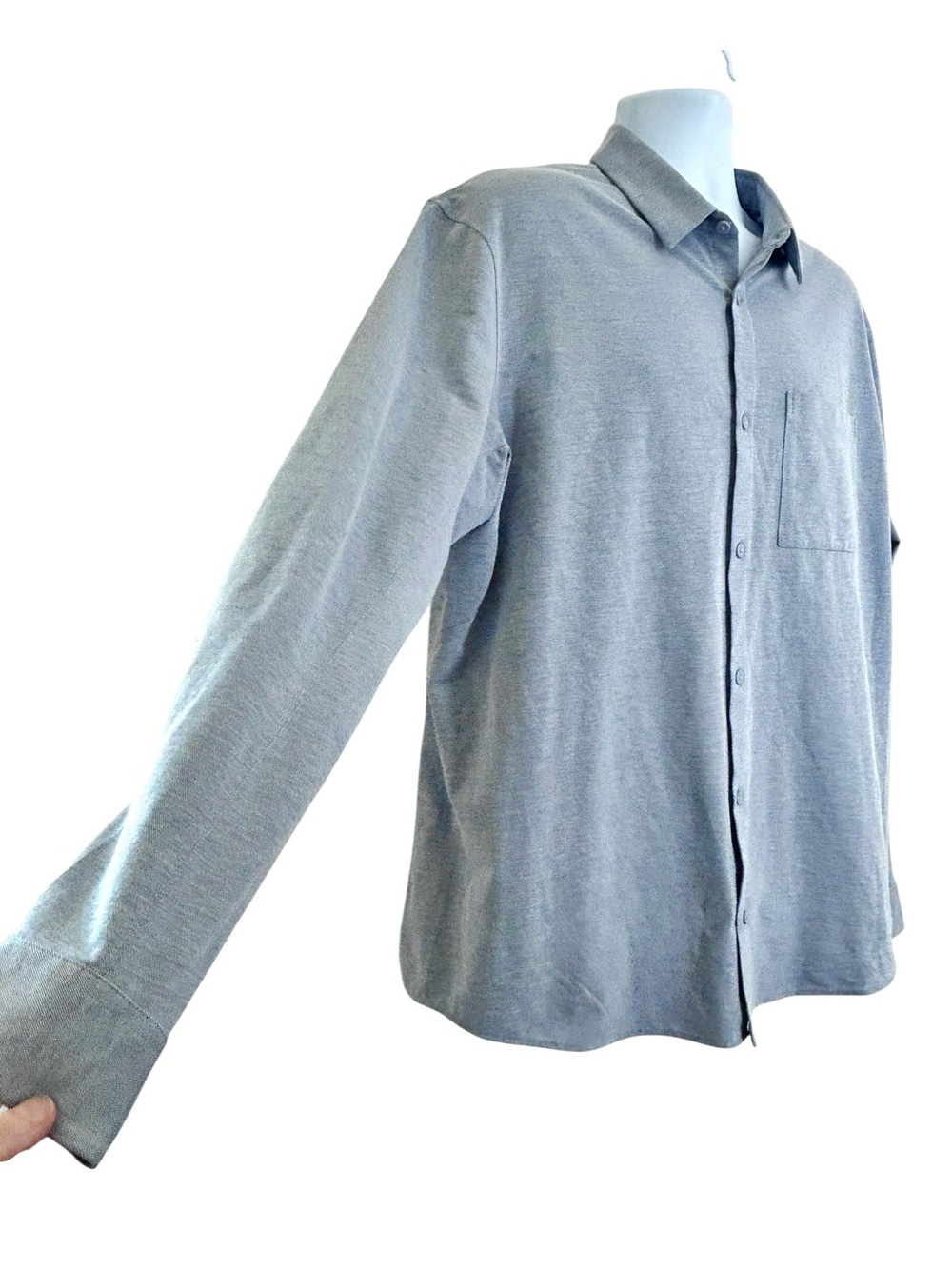 Lululemon Commission Long-Sleeve Shirt Mens XXL Pocket Light Blue Gray Button-Up - Picture 6 of 10